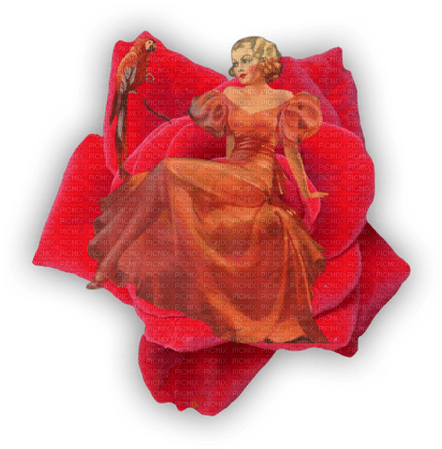 Vanessa Valo crea  red rose with girl - Free PNG