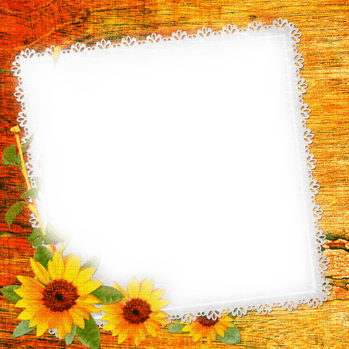 Sunflowers.Frame.Yellow - By KittyKatLuv65 - png gratuito