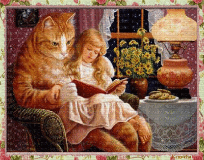 child with cat bp - Ingyenes animált GIF