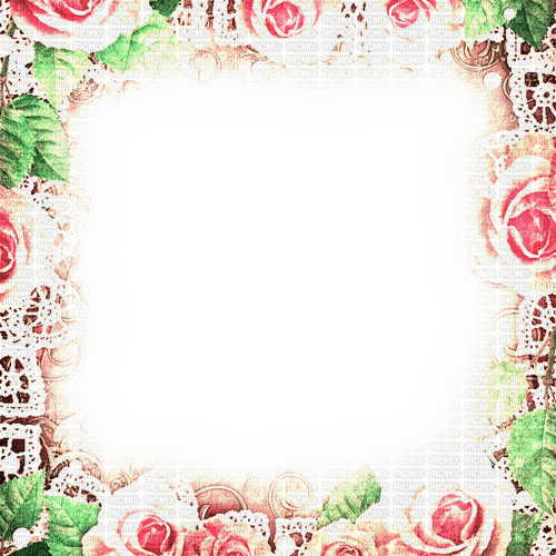 Pink/Green Roses Frame - By KittyKatLuv65 - 免费PNG