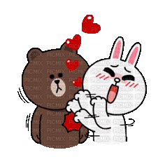 brown_&_cony love bunny bear brown cony gif anime animated animation tube cartoon liebe cher heart coeur - Δωρεάν κινούμενο GIF