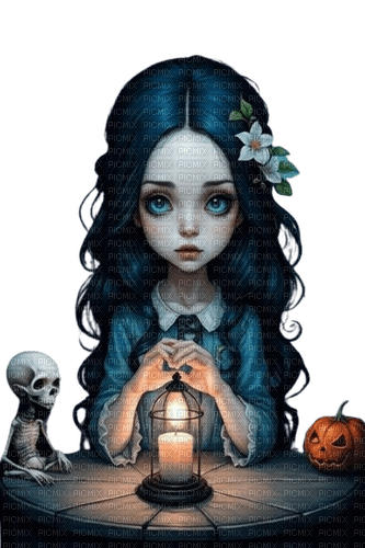 gothic girl halloween pumpkin - png grátis