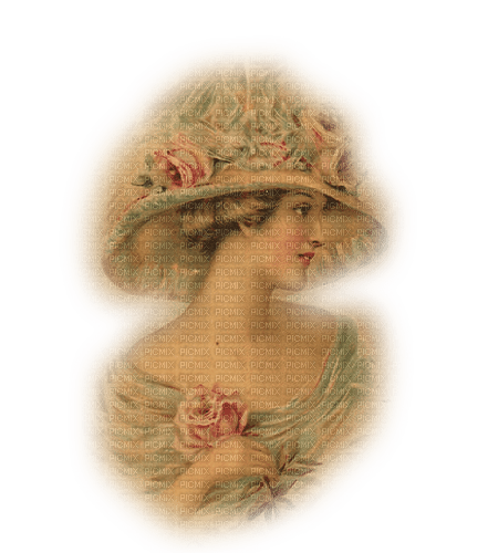 dolceluna vintage woman hat flowers rose - Free PNG