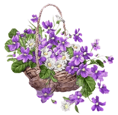 kikkapink vintage flowers deco purple white - PNG gratuit