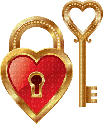 Kaz_Creations Heart Hearts Love Valentine Valentines Padlock Key - png grátis
