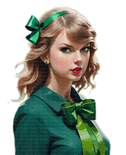 Taylor Swift with Green Bow - nemokama png