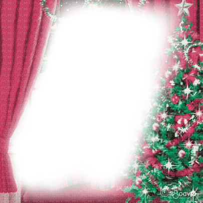 soave frame vintage christmas room curtain tree - 免费PNG