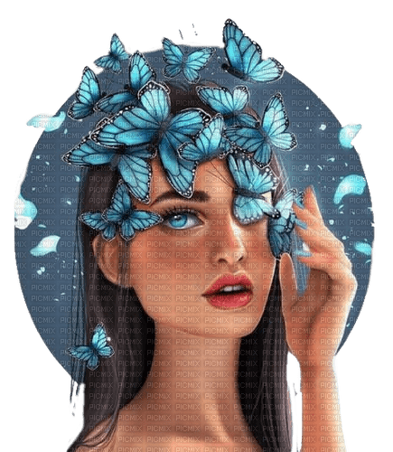Woman, Butterflies - 免费PNG