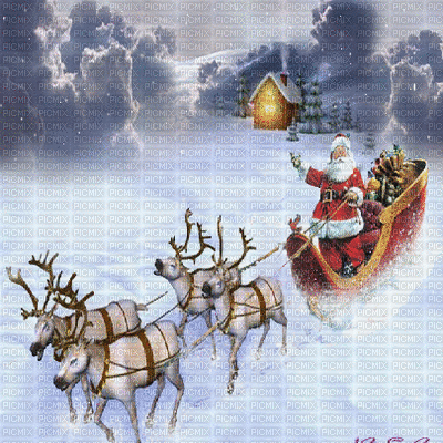 santas sleigh animated BG - Zdarma animovaný GIF