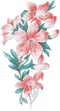 soave deco spring branch flowers vintage pink teal - ilmainen png