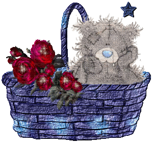 Teddy Bear in a Basket - Gratis animerad GIF