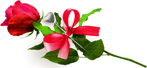 Rose.Heart.Bow.Silver.Red - бесплатно png