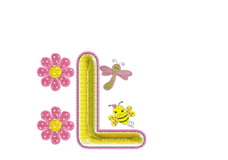 Kaz_Creations Alphabets Flowers-Bee Letter L - kostenlos png