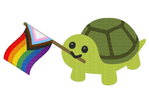 Progress rainbow Pride flag turtle emoji - ücretsiz png
