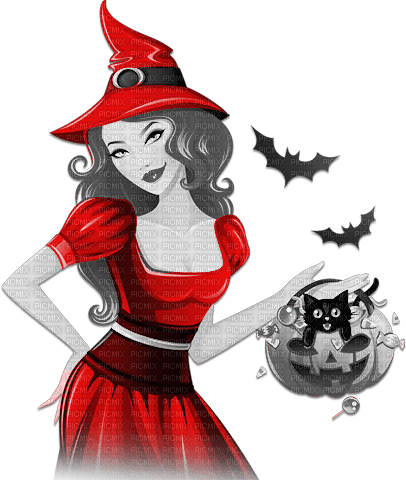 soave woman halloween witch fashion cat pumpkin - 免费PNG
