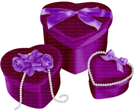 Gift.Boxes.Hearts.Bows.Roses.Pearls.Purple - ücretsiz png