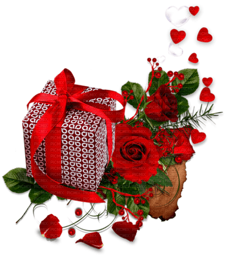 Valentine's Day.Cluster.Red.Green.Brown - gratis png