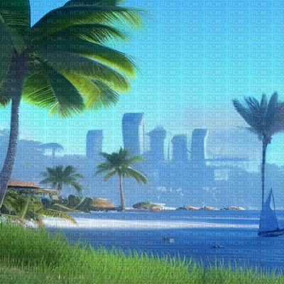Beach with City in Background - besplatni png