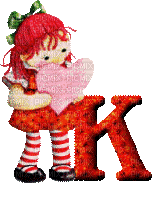 Kaz_Creations Alphabets Girl Heart Letter K - Bezmaksas animēts GIF