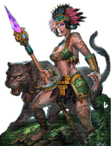 fantasy woman and leopard nataliplus - Free PNG