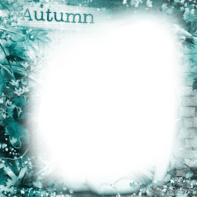soave frame autumn leaves flowers text  teal - gratis png