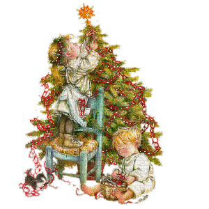niños navidad arbol gif  dubravka4 - Бесплатный анимированный гифка