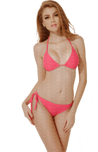 Redhead woman in pink bikini - png ฟรี