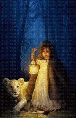 child with lion bp - Animovaný GIF zadarmo