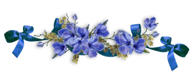 deco-divider-flower-blue - Free PNG