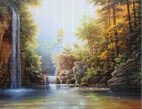 nature,tree,fall,water, Mountain,painting - PNG gratuit