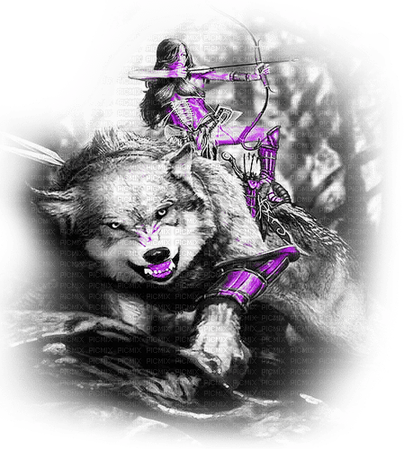 soave deco fantasy gothic werewolf black white - 無料png
