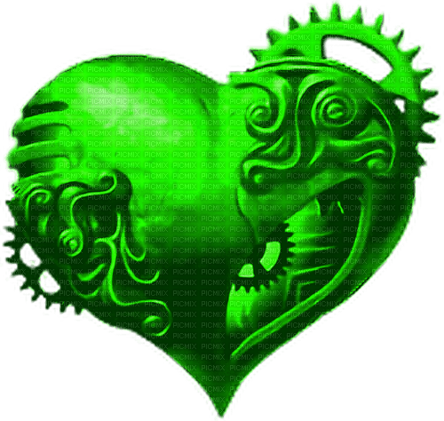 Steampunk.Heart.Green - png ฟรี