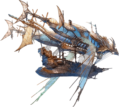 soave deco steampunk surreal air ship blue brown - png grátis