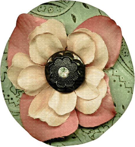 Bouton Vert Fleur Rose Vintage:) - 無料png