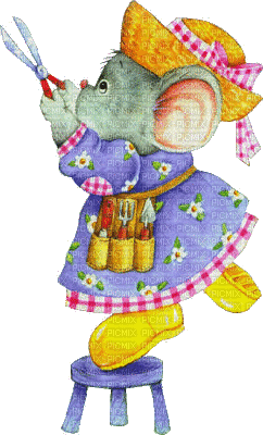 Cute Country Garden Mouse - Free animated GIF