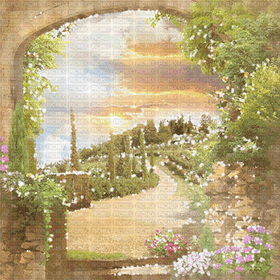 dolceluna animated spring background garden - Gratis animerad GIF