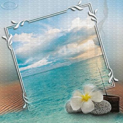 Sea Blue Frame Flower Brown Summer - Bogusia - GIF เคลื่อนไหวฟรี