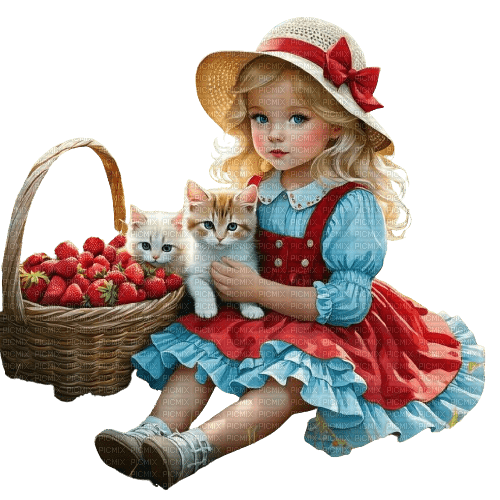 loly33 enfant chat fraise - ingyenes png