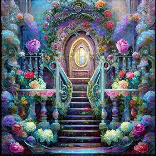 fabtasy background door flowers stairs - zadarmo png