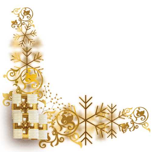 Corner coin doré or gold Noël Christmas - Free PNG