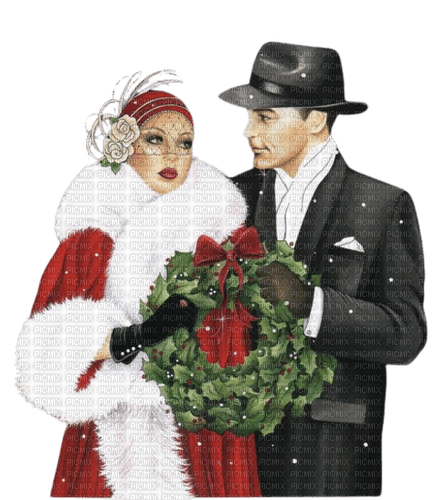 loly33 couple art deco hiver - Free PNG