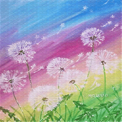 soave background animated painting field flowers - GIF animé gratuit