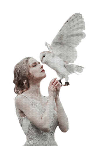 kikkapink winter woman owl - PNG gratuit