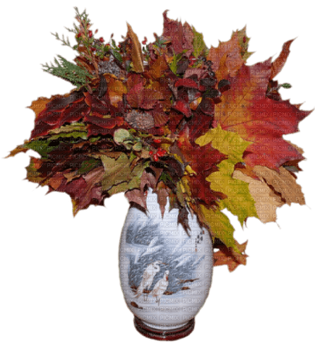 autumn vase leaves automne vase feuilles - PNG gratuit