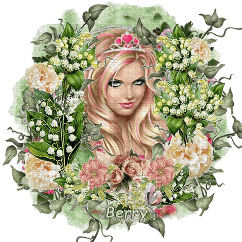 MMarcia vintage pin-up floral - zadarmo png
