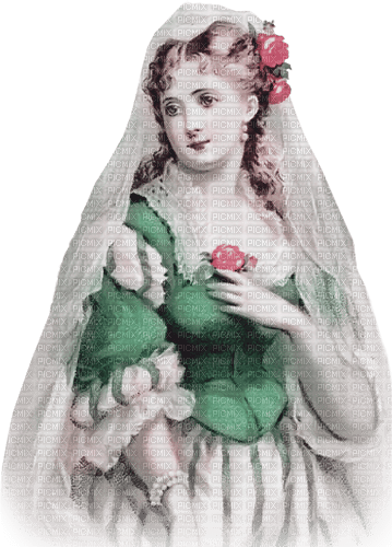 soave woman vintage victorian pink green - png grátis