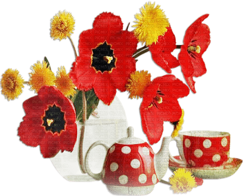 soave deco flowers spring poppy vase tea Breakfast - png ฟรี