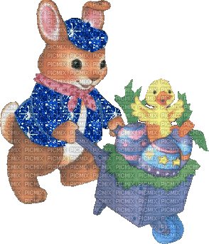 Pâques - lapin oeufs de pâtes_Easter rabbit pasta eggs spring - Бесплатни анимирани ГИФ