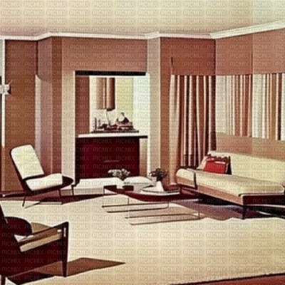50s Retro Living Room - png ฟรี