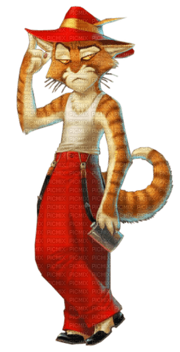 Tigre con traje y sombrero rojo - gratis png